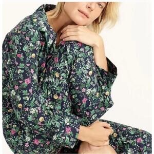 J. Crew Poplin Pajama Top Winter Garden Floral Size S Loungewear Sleepwear